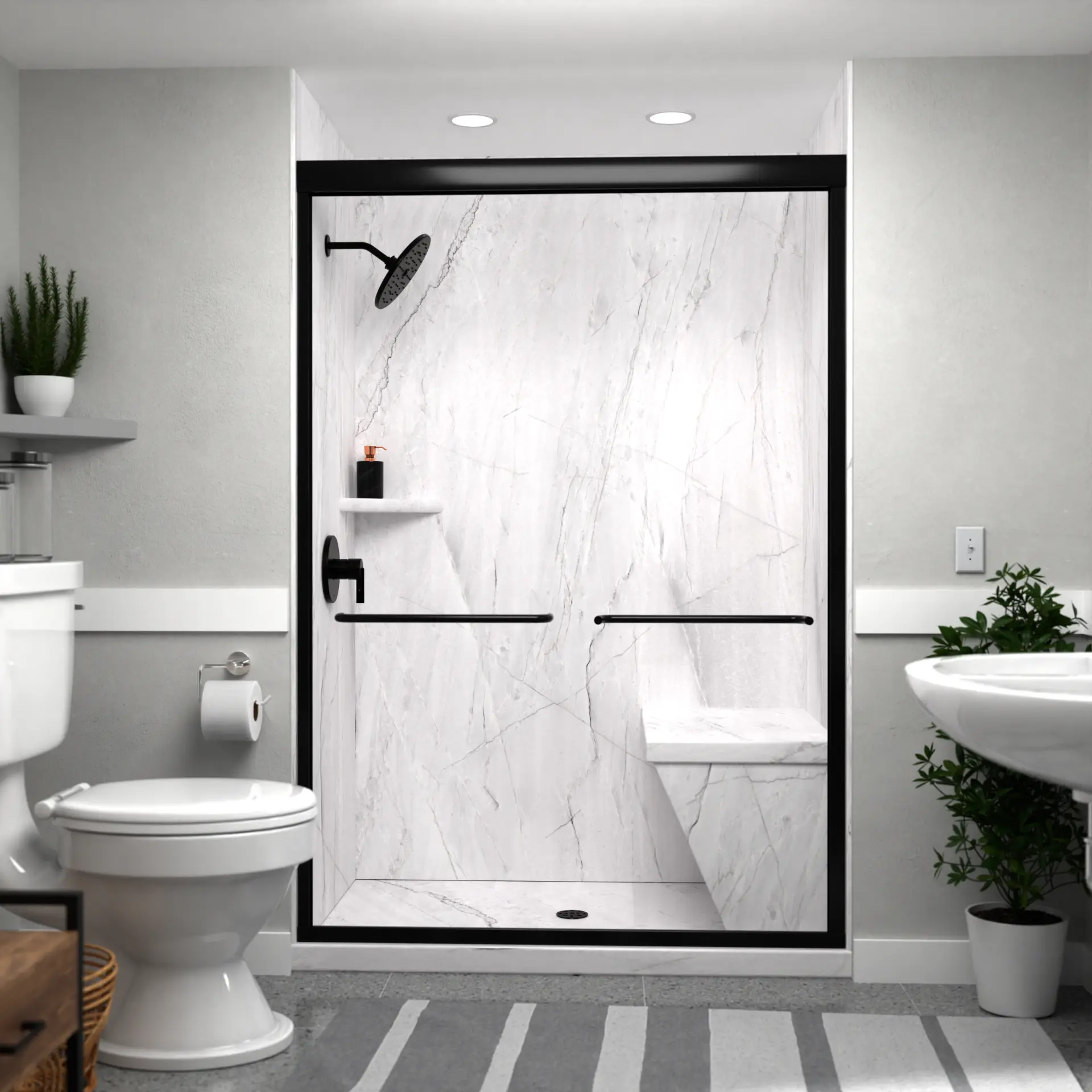 Azzurra Bay marble-look shower wall panel design render